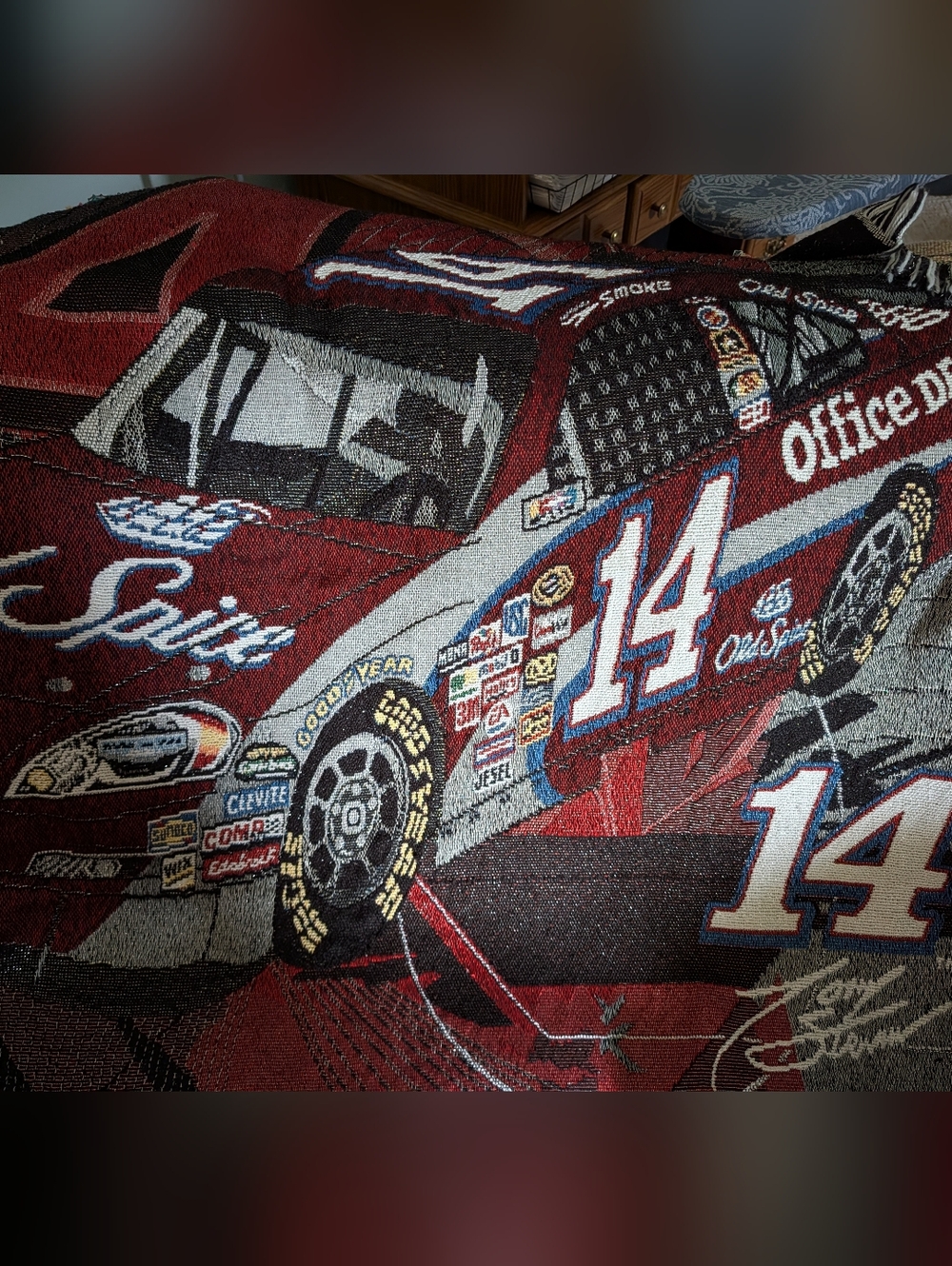 Tony Stewart Red Race Car Throw Blanket